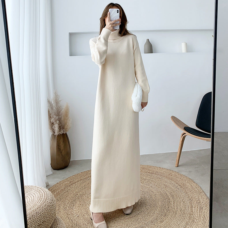 Black knitted dress long skirt