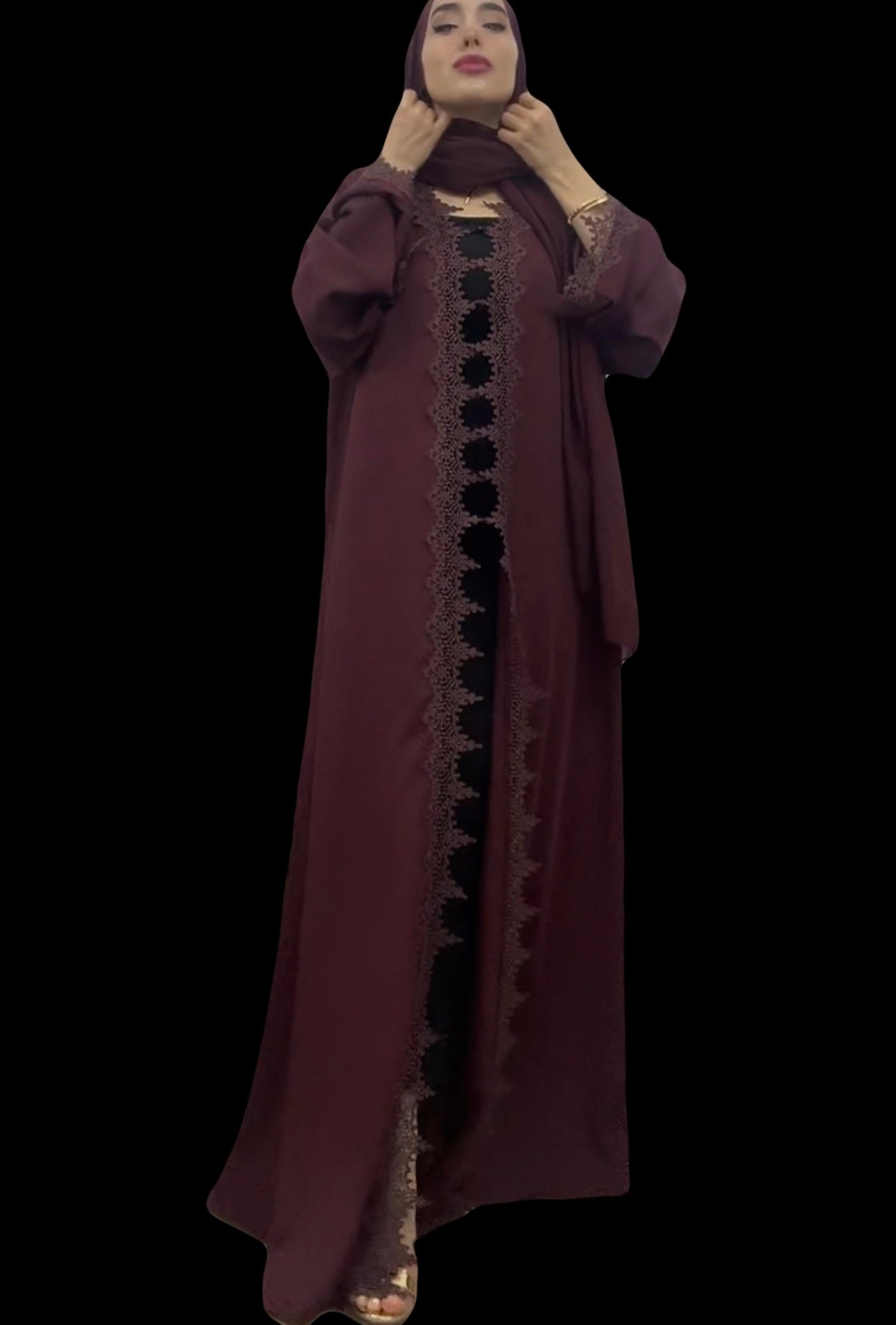 Abaya Bordeaux lace