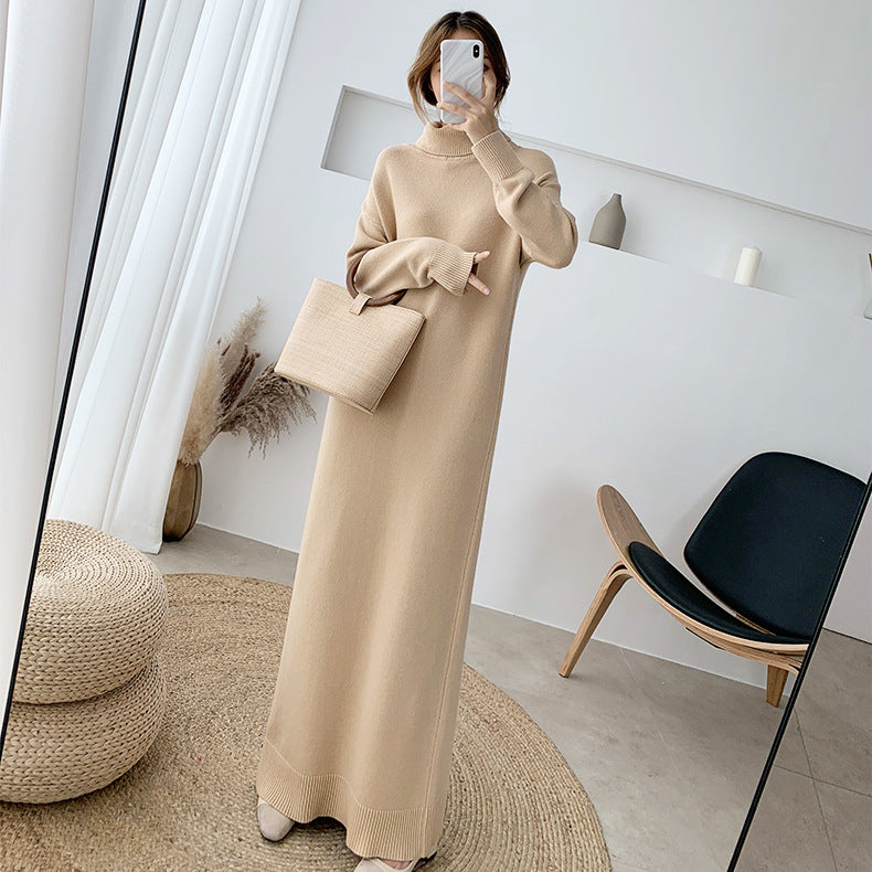 Black knitted dress long skirt