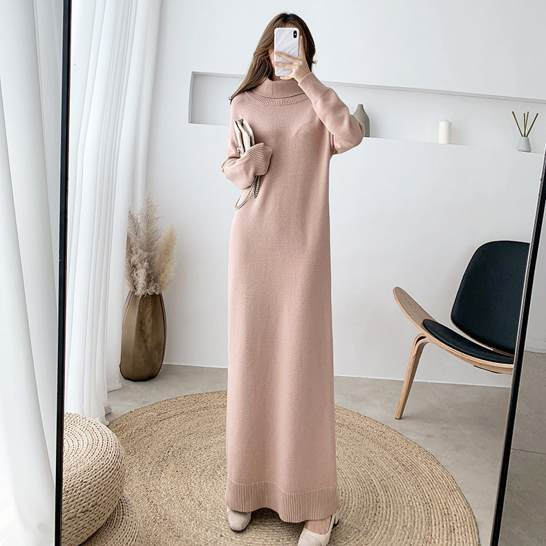 Black knitted dress long skirt