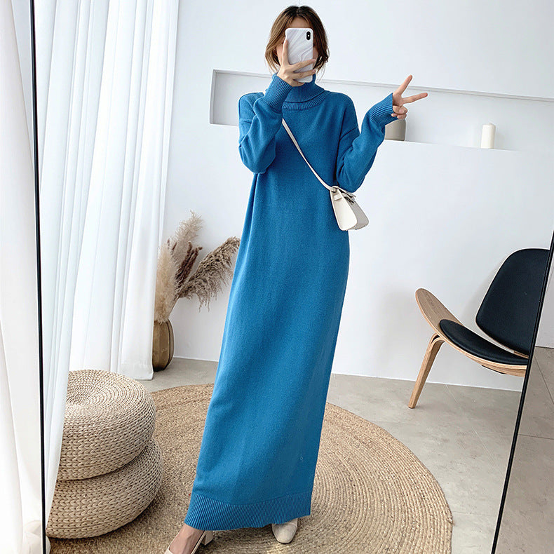 Black knitted dress long skirt