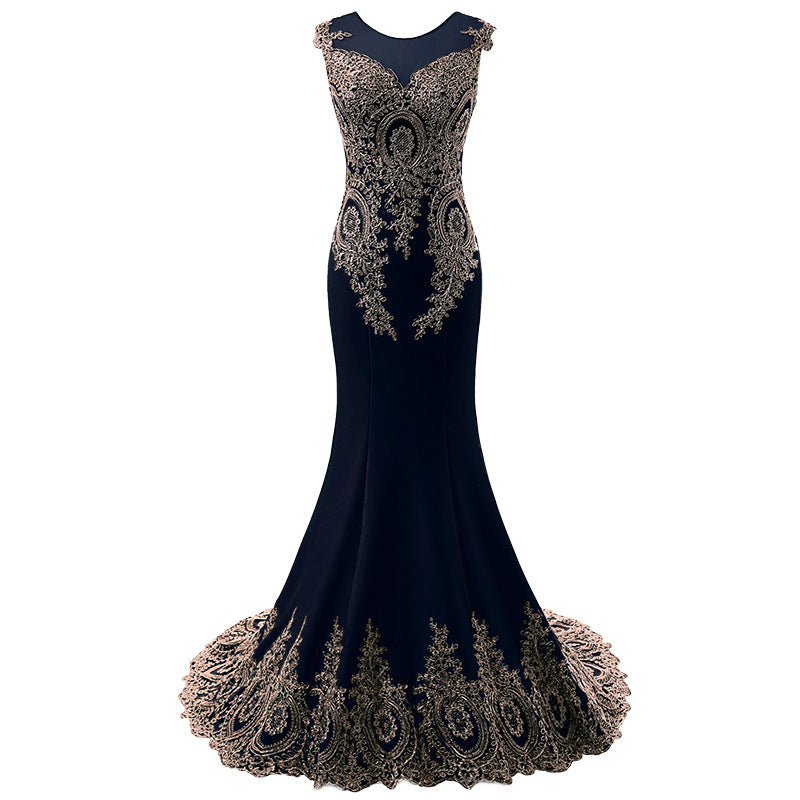 Autumn And Winter Slim Women's Black Long Sleeve Evening Dress