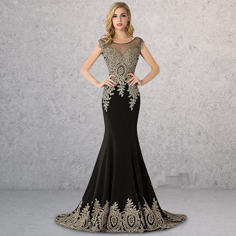 Autumn And Winter Slim Women's Black Long Sleeve Evening Dress