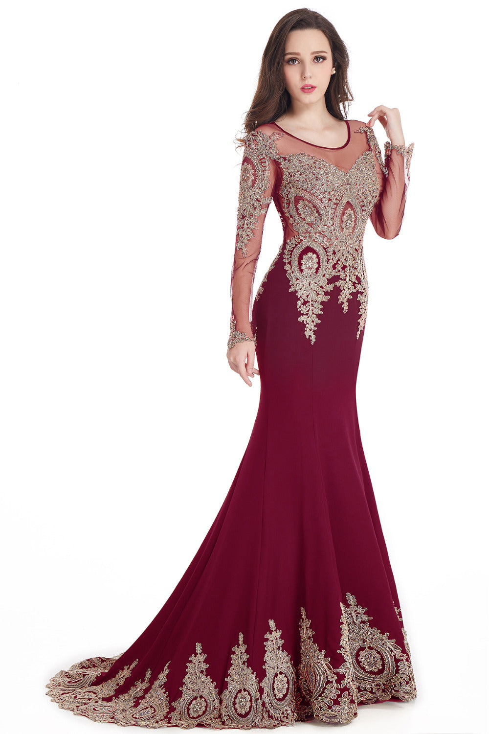 Autumn And Winter Slim Women's Black Long Sleeve Evening Dress