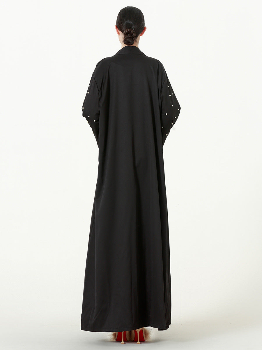 Women's Retro Black Hollow Long Sleeve Dress