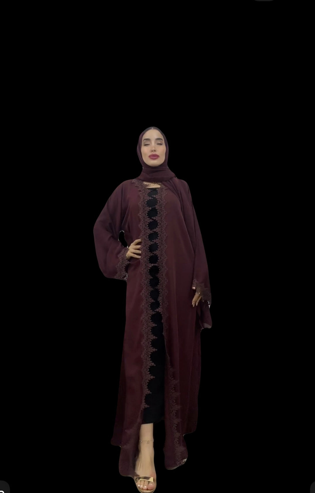 Abaya Bordeaux lace