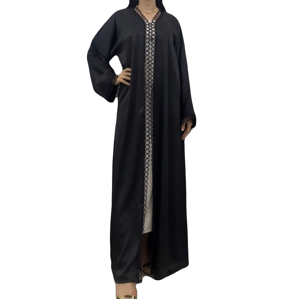 Abaya Noir Elegance Satin shiny