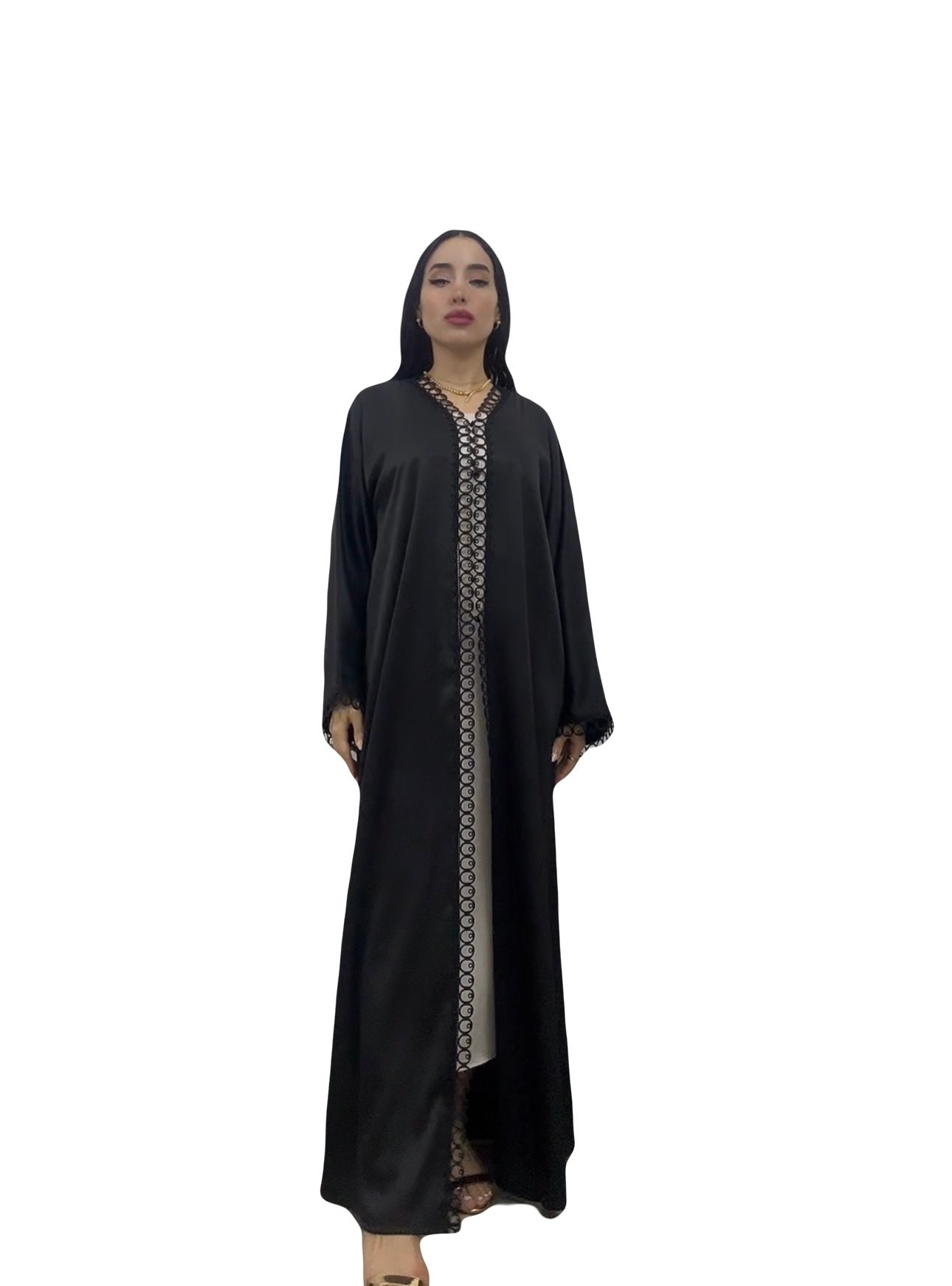 Abaya Noir Elegance Satin shiny