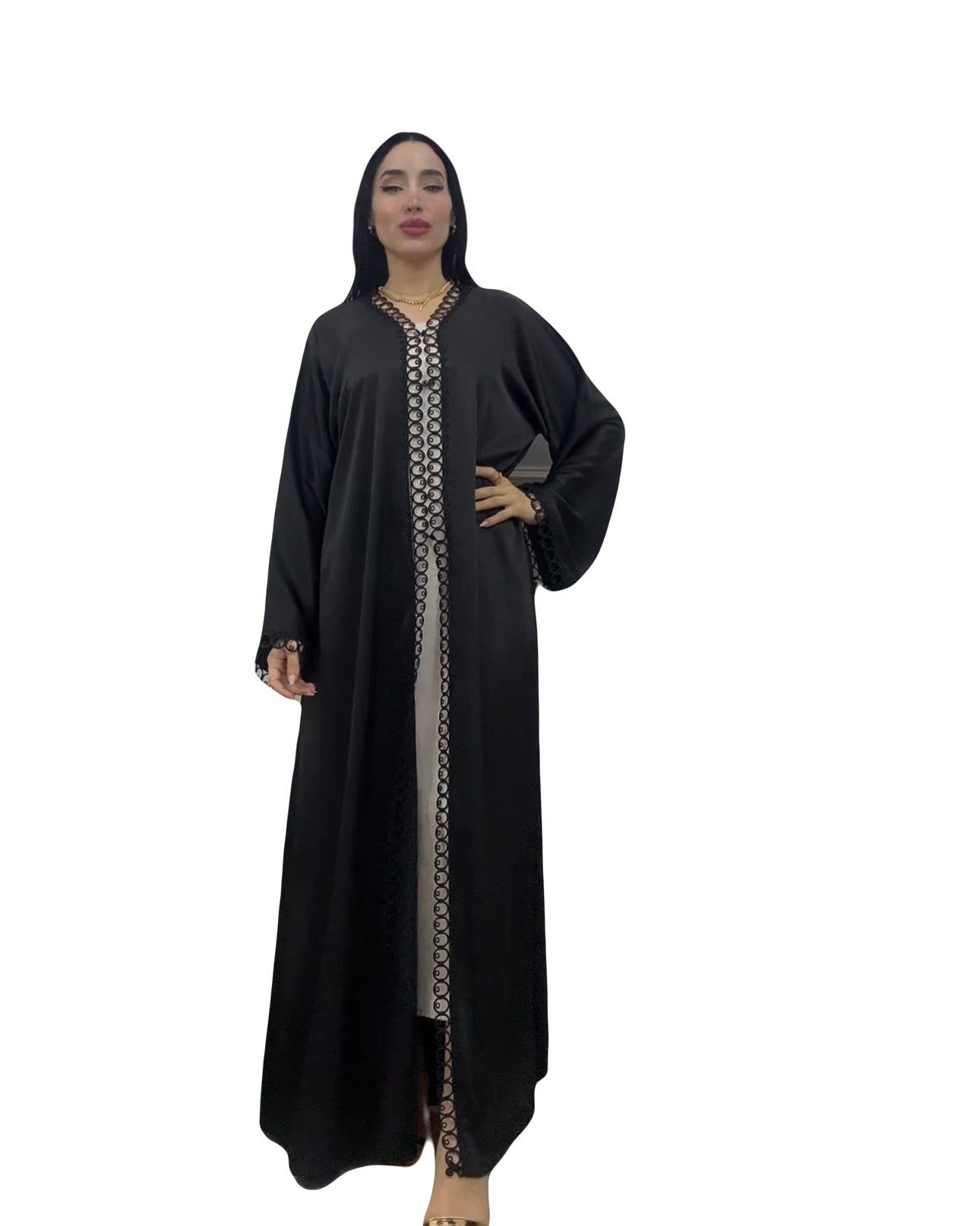 Abaya Noir Elegance Satin shiny