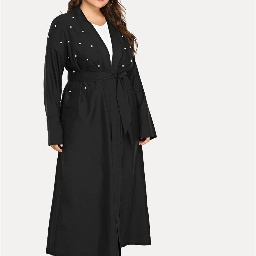 Women's Retro Black Hollow Long Sleeve Dress